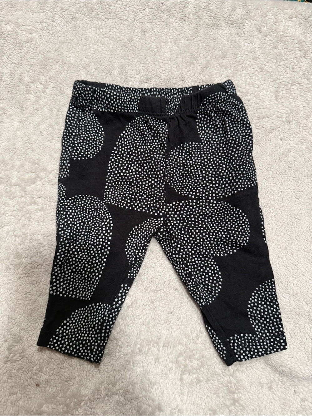 Carter's Black Leggings with White Dot Heart Pattern